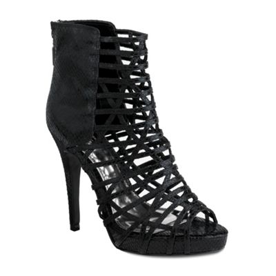 Star by Julien Macdonald Black faux snake cage shoeboot