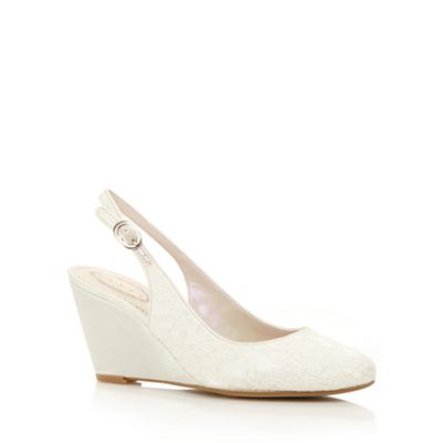 Debut Ivory lace embellished wedge shoes- at Debenhams