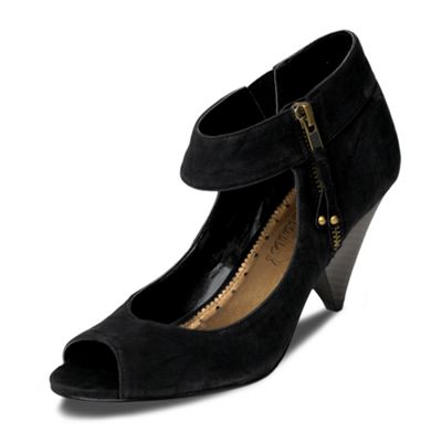Black sally peep toe court shoes