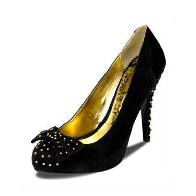 Black stud bow court shoes