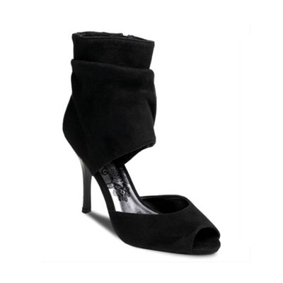 Black suedette cuff peep toe court shoes
