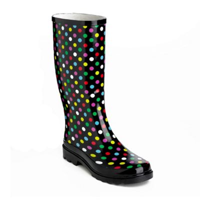 Black spotty wellies