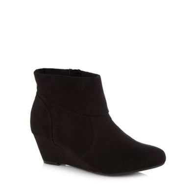 The Collection Black fold cuff mid wedge ankle boots- at Debenhams