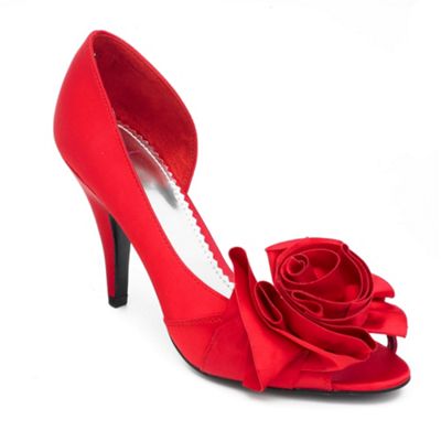 Pink satin rose high heel shoes