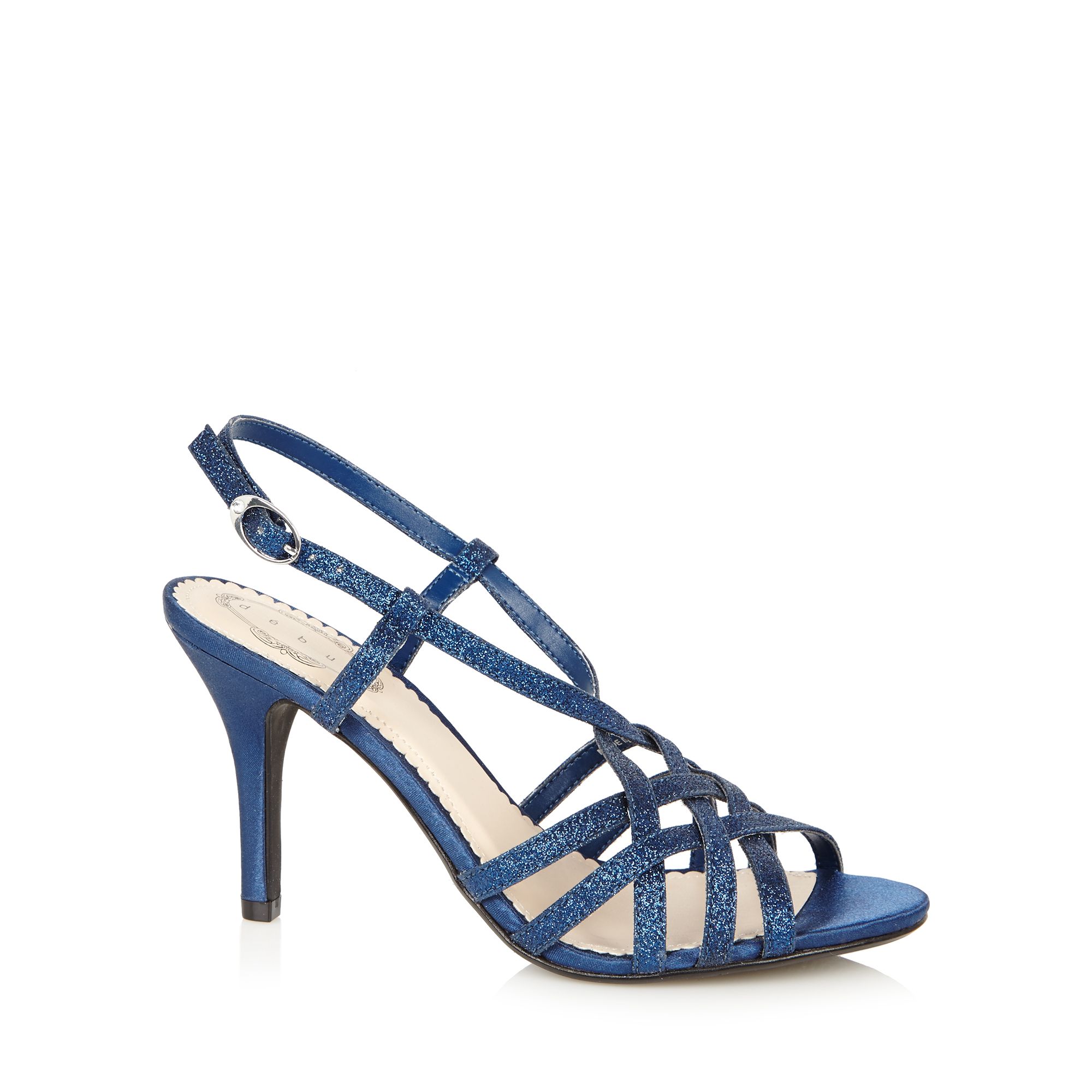 Debut Womens Navy Glitter Strap High Sandals From Debenhams | eBay