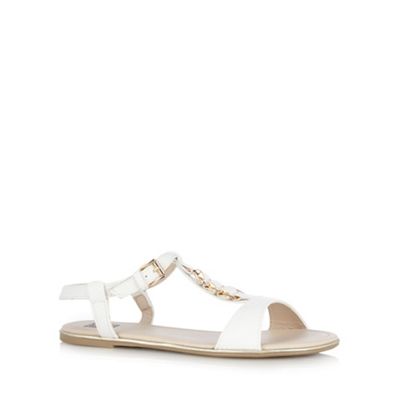 Debenhams Dune Neutral Jewel Heel Double Strap Flat Sandal - . -