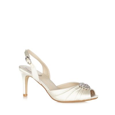 Debut - Ivory satin floral stone stiletto heel court shoes