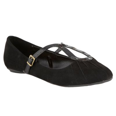 Black suedette pump shoes Thumbnail Image
