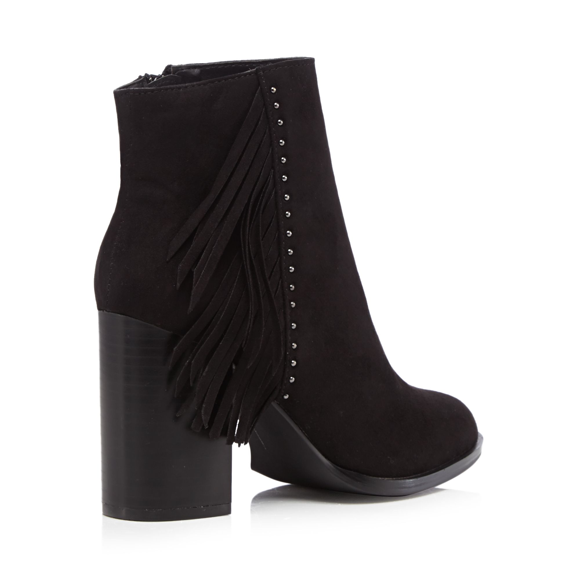 Red Herring Womens Black Tasselled High Heeled Ankle Boots From