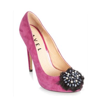 Dark pink suede high court shoes