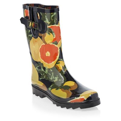 Navy Grapefruit Print Wellington Boots                                                                                          