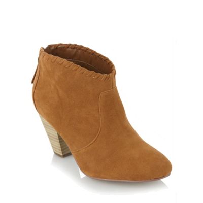 Tan Stab Stitched Ankle Boots                                                                                                   