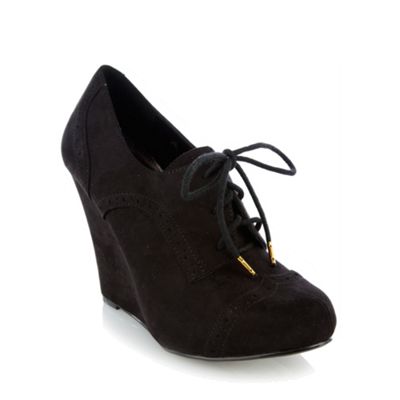 Black 'Harwin' Brogue High Wedge Shoe Boots                                                                                     