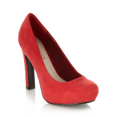 Red Suedette High Heel Court Shoes                                                                                              