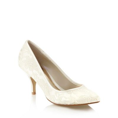 ... pair of ivory bridal court shoes from debut have a lace effect with a