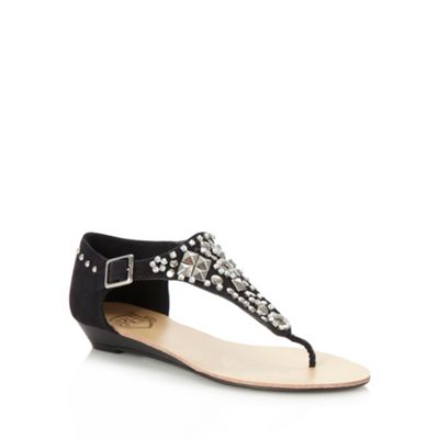 Red Herring Black jewelled t-bar sandals- at Debenhams