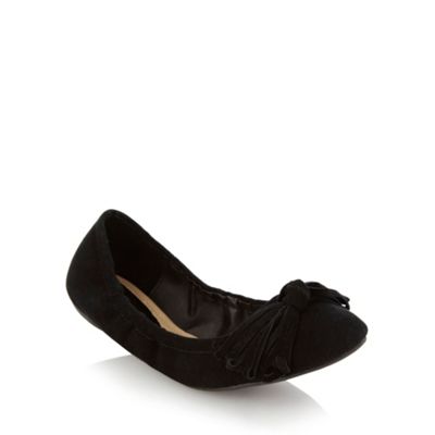 Black Suede Flexi Bow Pumps                                                                                                     