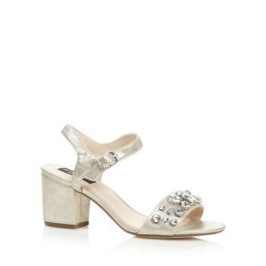 ... gold metallic embellished mid sandals - Mid heel shoes - Debenhams