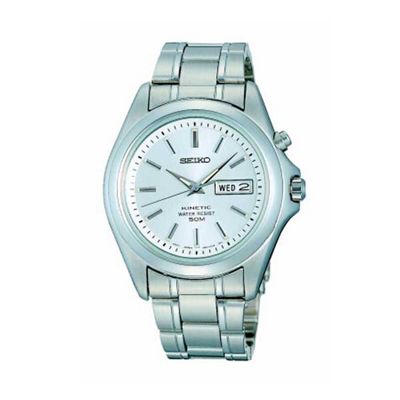 Mens kinetic round silver coloured dial