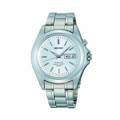 Seiko Mens kinetic round silver coloured dial