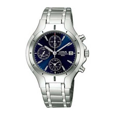 Mens grey/blue dial stainless steel