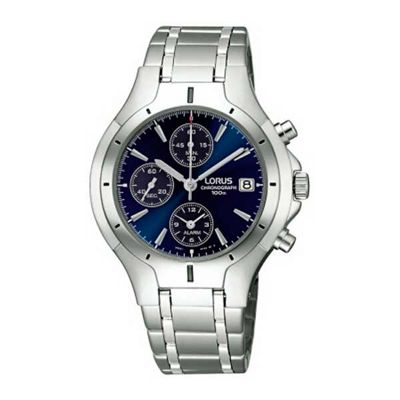 Lorus Mens grey/blue dial stainless steel