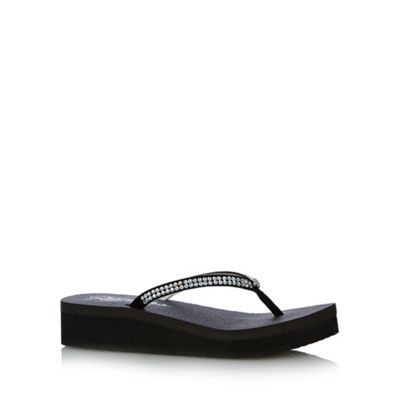 ... Black 'Vinyasa Namaste' memory foam flip flops- at Debenhams