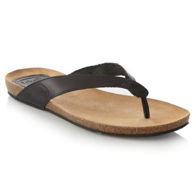 Black leather flip flops - Debenhams