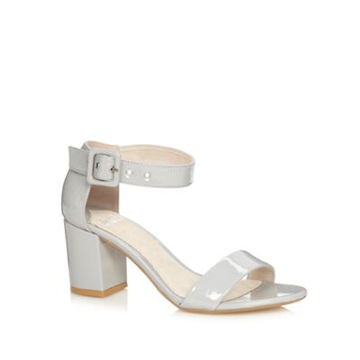 light grey patent court shoes