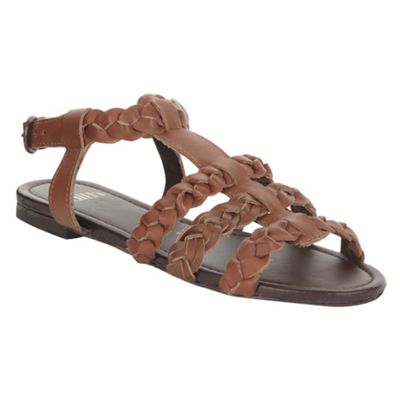 Dark tan braided strap sandals