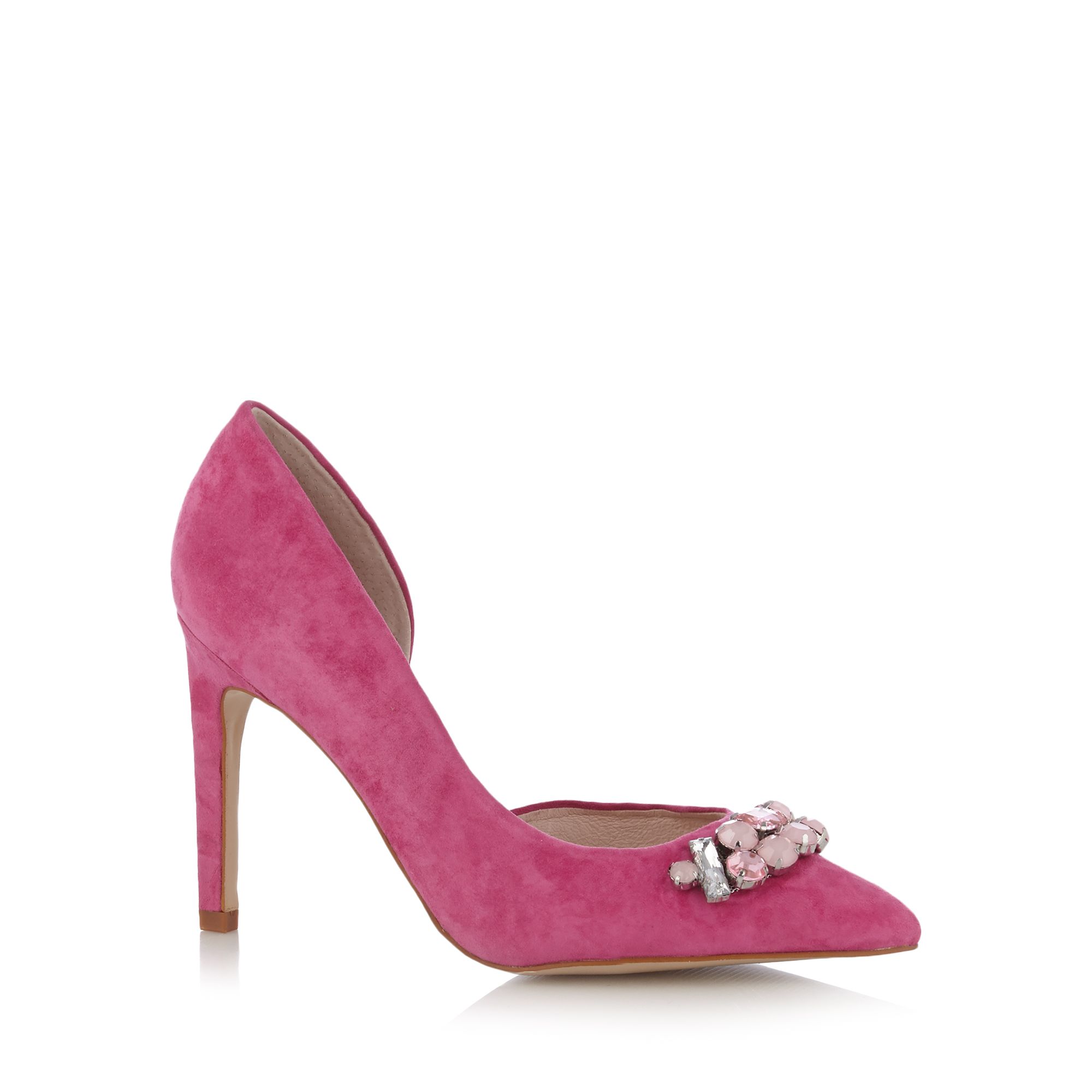 Faith Womens Bright Pink Leather Stone Stiletto Court Shoes From Debenhams