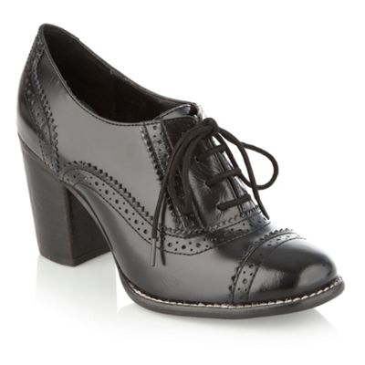 Black patent brogue ankle boots