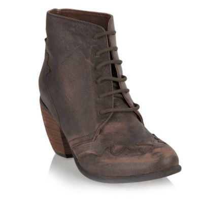 Brown worn leather ankle boots