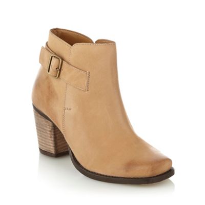 Natural Buckled Side Ankle Boots