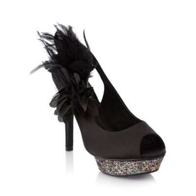 Black feather glitter platforms                                                                                                 