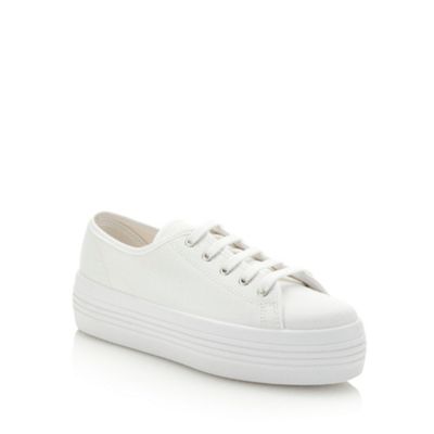 White canvas platform trainers                                                                                                  