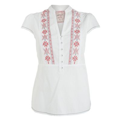 Mantaray White cross stitch blouse