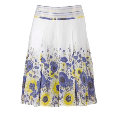 Mantaray White poppy print skirt