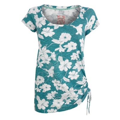 Aqua hibicus floral t-shirt