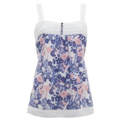 White floral jersey camisole