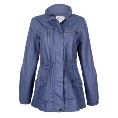 Blue pouch pocket short parka