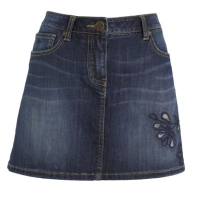 Mantaray Blue embroidered denim mini skirt