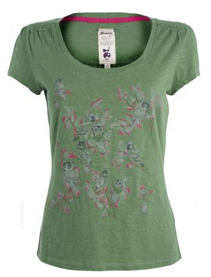 Green owl graphic t-shirt