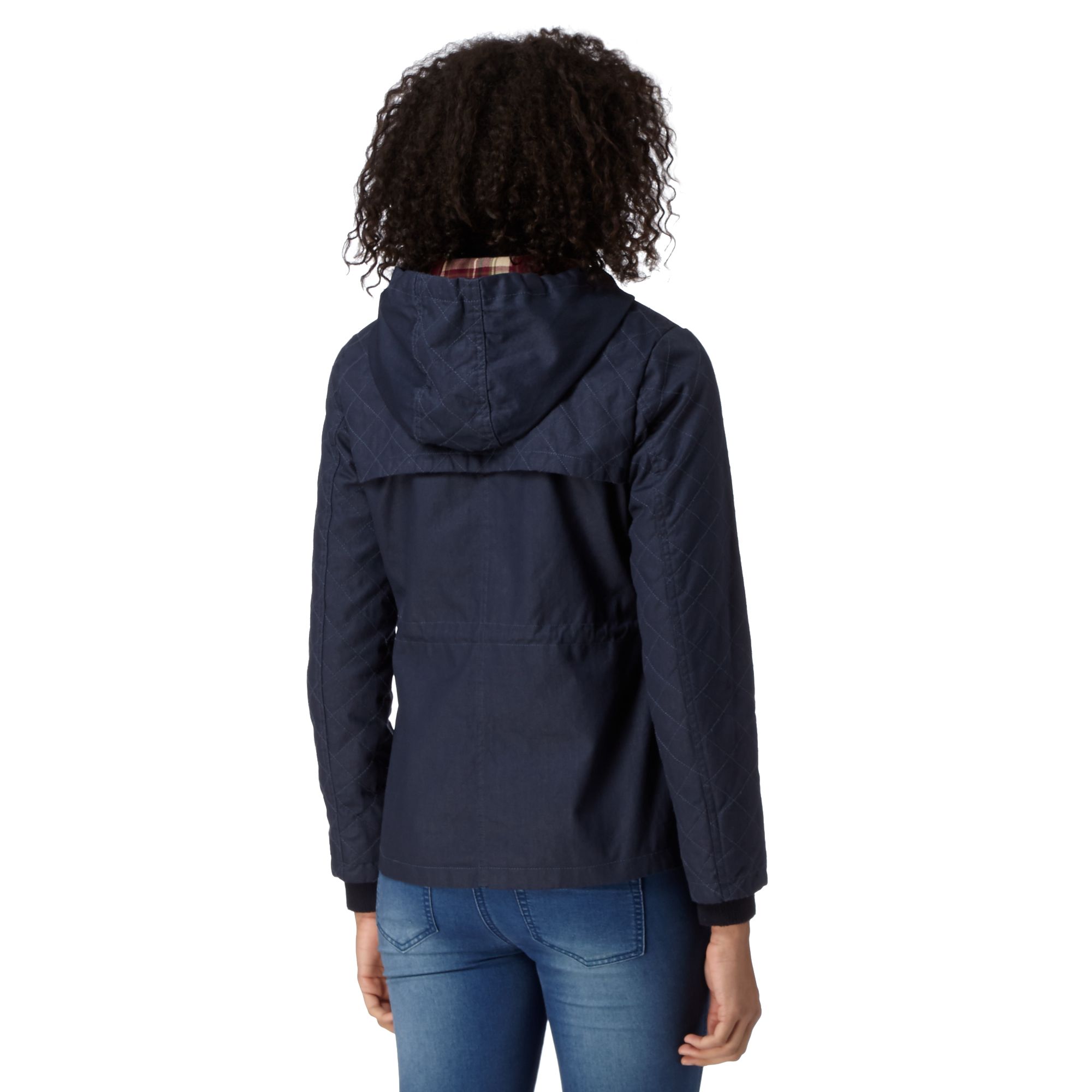 Mantaray Womens Navy Quilted Hooded Wax Jacket From Debenhams eBay