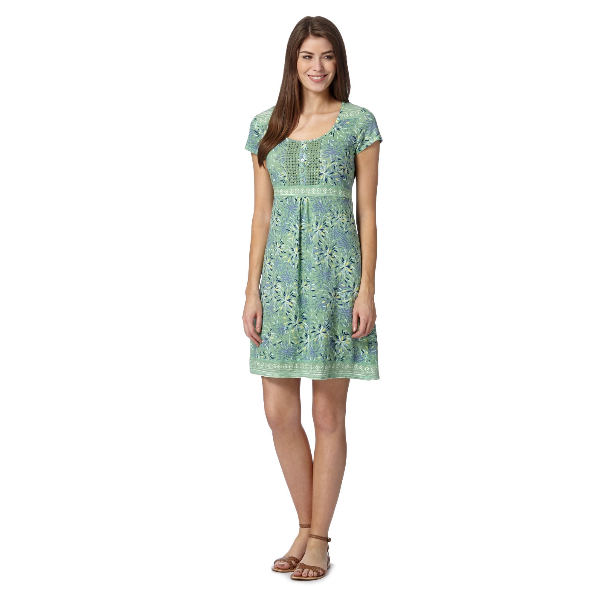 Mantaray Womens Green Firework Floral Short Sleeved Dress From