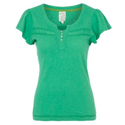 Green angel sleeve lace t-shirt