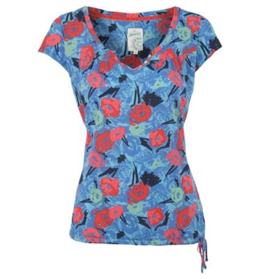 Blue painterly floral print t-shirt