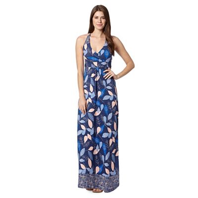 mantaray maxi dark dress halter leafy debenhams