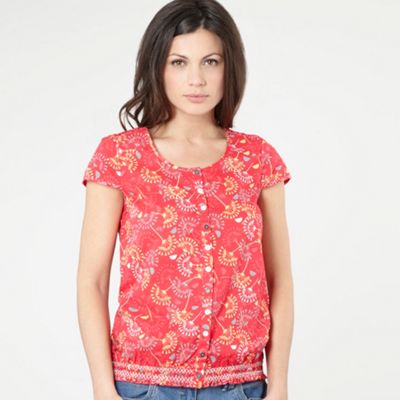 Bright pink dandelion print blouse