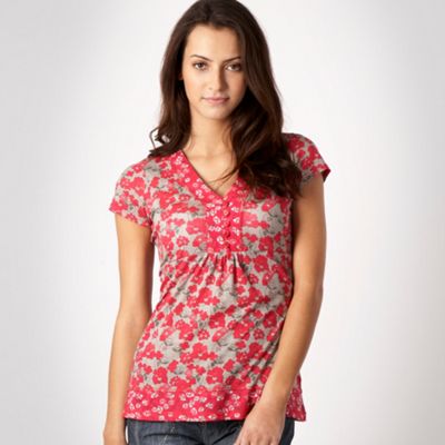 Mantaray Dark pink y-neck t-shirt